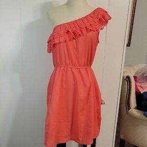 Mine One-Shoulder Ruffled Peach Dress